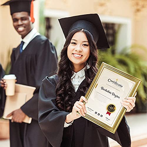 Memory Island 8.5x11 Diploma Document frames,Real Glass Fronts, 4 Pack Gold Certificate Frames for Wall Or Tabletop Display,Dipl